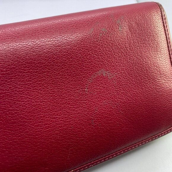 Authentic Loewe Pinkish Red Leather Zip Around Designer Wallet / Clutch - Picture 3 of 10